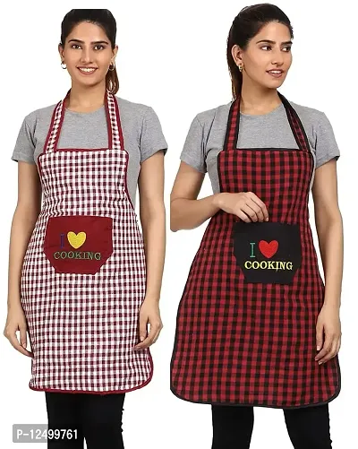 CPG SOFT Multipurpose Printed Apron for Cooking, Dish Washing Apron Pack of 2-thumb0