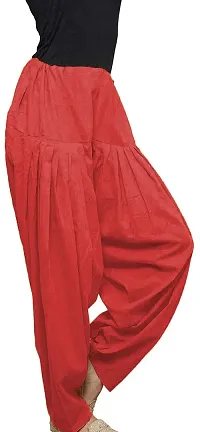 ENDFASHION Woman's Plain Patiala Salwar || Patiala || Patiyala || SEMI Patiala || Patiala Pants || Free Size (Multicolour) (Cotton, RED)