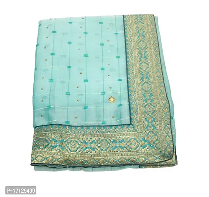 Party Wear Saree Fine Check Fabric With Stone Work