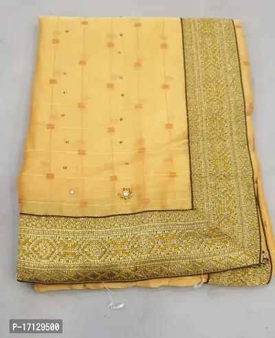 Party Wear Saree Fine Check Fabric With Stone Work