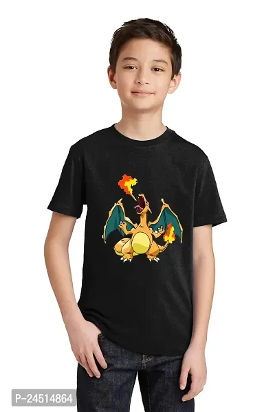 Stylish Black Polycotton Printed Tees For Boys