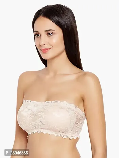 Stylish Beige Net Solid Bra For Women-thumb0