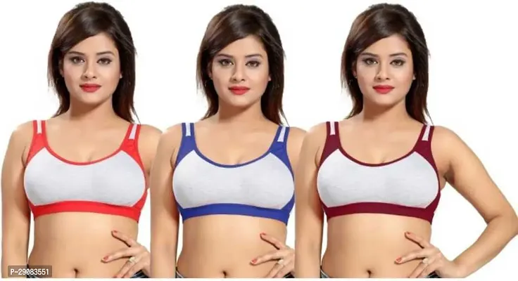 Sizzling Colourblocked Cotton Bras For Women Pack Of 3