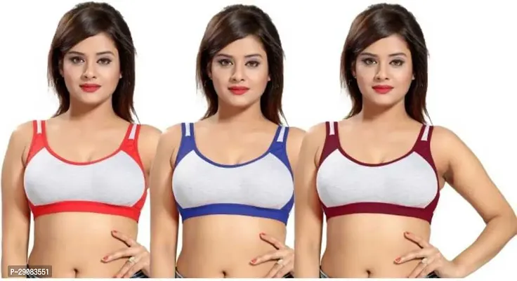 Sizzling Colourblocked Cotton Bras For Women Pack Of 3-thumb0