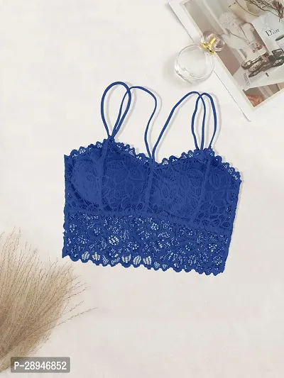 Stylish Blue Net Solid Bra For Women-thumb0