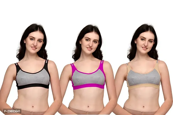 Sizzling Colourblocked Cotton Blend Bras For Women Pack Of 3