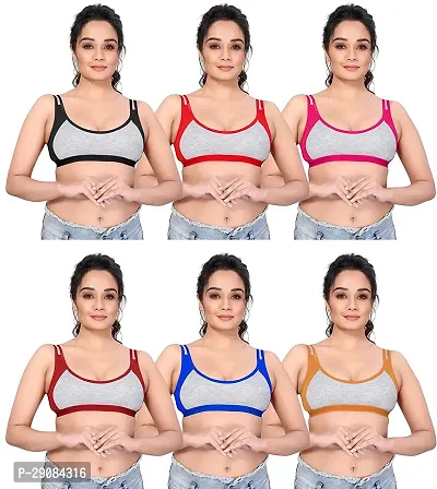 Sizzling Colourblocked Cotton Bras For Women Pack Of 6-thumb0