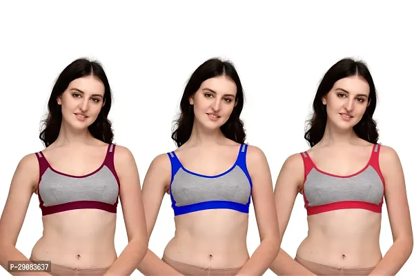 Sizzling Colourblocked Cotton Blend Bras For Women Pack Of 3