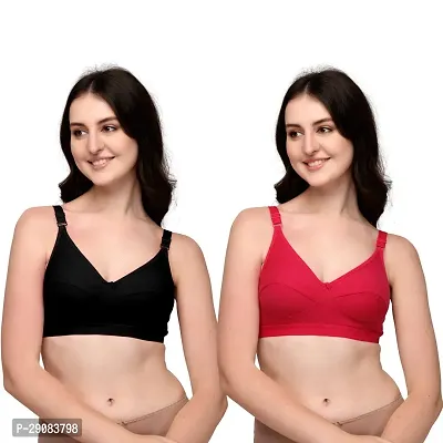 Sizzling Solid Cotton Blend Bras For Women Pack Of 2