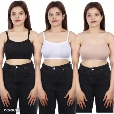 Sizzling Solid Cotton Bras For Women Pack Of 3-thumb0