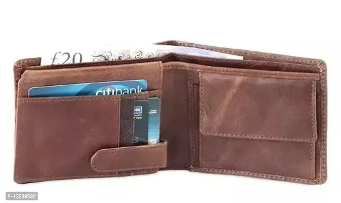 Designer Brown Leather Self Design Card Holder Wallet For Men-thumb0