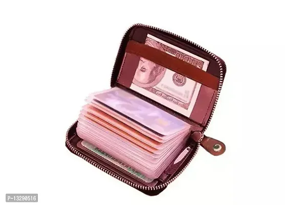 Designer Brown PU Self Design Card Holder Wallet For Men