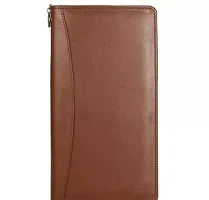 Designer Brown Leatherette Self Design Pass Port and Card Holder Wallet For Men-thumb1