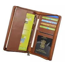 Designer Brown Leatherette Self Design Pass Port and Card Holder Wallet For Men-thumb2