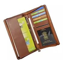 Designer Brown Leatherette Self Design Pass Port and Card Holder Wallet For Men-thumb1