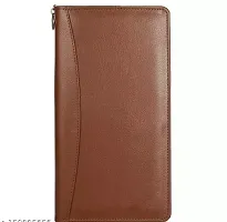 Designer Brown Leatherette Self Design Pass Port and Card Holder Wallet For Men-thumb2