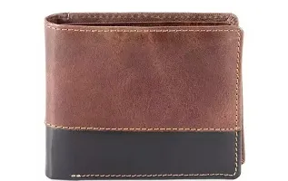 Designer Brown Leather Self Design Card Holder Wallet For Men-thumb2