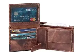 Designer Brown Leather Self Design Card Holder Wallet For Men-thumb1