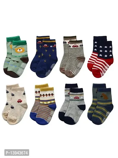 FOOTPRINTS Organic Cotton Baby Unisex Antiskid Socks | Patterned | 12-24Months | Pack of 8-thumb0