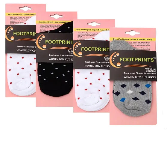Footprints Organic Cotton - Women Loafers- No Show socks(Pack of 4)