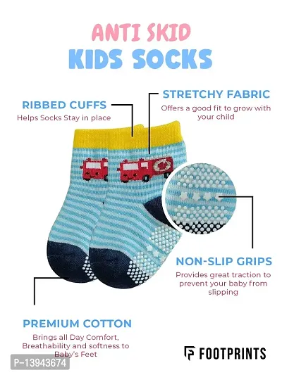FOOTPRINTS Organic Cotton Baby Unisex Antiskid Socks | Patterned | 12-24Months | Pack of 8-thumb2
