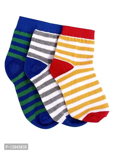 FOOTPRINTS Organic cotton Kids Socks -9-12 years - Pack of 3 Pairs - Colourful Stripes-thumb0
