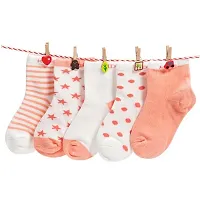 FOOTPRINTS Baby Boy's and Baby Girl's Organic Cotton Socks (Orange, 12-18 Month) - Pack of 5 Pairs-thumb1