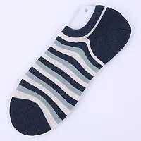 FOOTPRINTS Premium ORGANIC Cotton New launch Men Women Loafer Socks with Anti-Slip Grip - Navy Stripe-thumb1