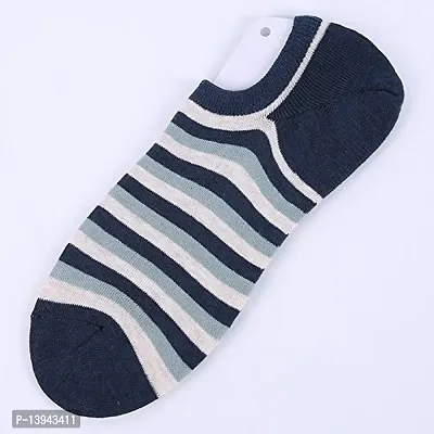 FOOTPRINTS Premium ORGANIC Cotton New launch Men Women Loafer Socks with Anti-Slip Grip - Navy Stripe-thumb2