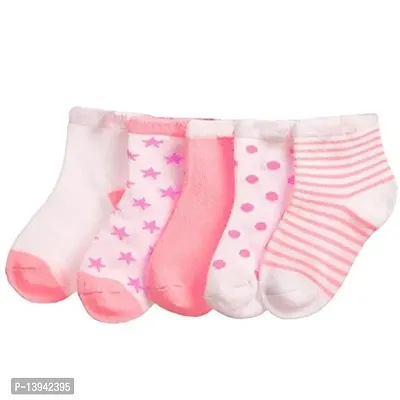 FOOTPRINTS Baby Girl's and Boy's Organic Cotton Socks (12-30 Months, Pink) - Pack of 5 Pairs