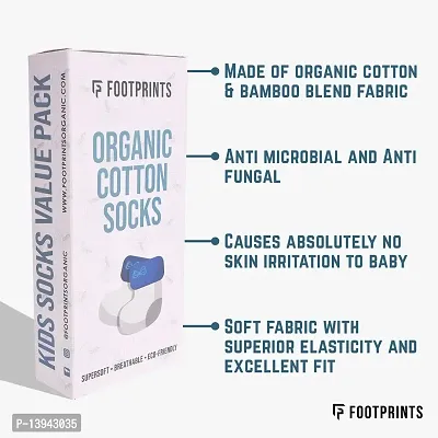 FOOTPRINTS Baby Boy's Calf Length Organic Cotton Socks (Pack of 3) (GWFP3TO5BLUEBASEBALL_Multicolored)-thumb2