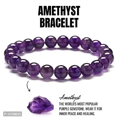 Aanya Gems Natural Beads Gemstone Bracelet for Unisex (Amethyst)-thumb3