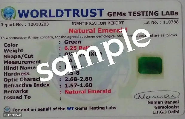 Aanya Gems Emerald/Panna Natural Certified Original AAA++ Quality Gemstone (Rectangular Emerald Shape, Gemstone)-thumb3