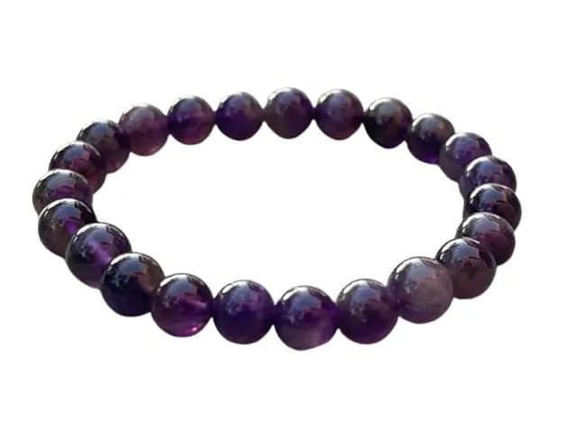 Aanya Gems 8mm Stone Beads for Women Anxiety Long Distance Relationships Couples Gift bestfriends two matching bracelet Couple Bracelet for Lovers Pair (Amethyst)