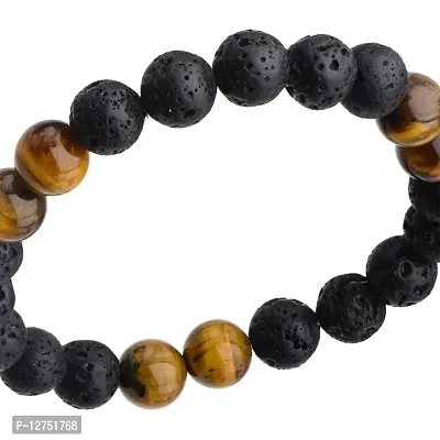 Aanya Gems Natural 8MM Tiger Eye With Lava Stone Beads Bracelets Gift for Friend-thumb4