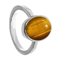 Aanya Gems 8.25 Ratti Natural Tiger Eye Stone Silver Ring Original Certified Tiger?s Eye Ring Oval Cut Gemstone Astrological Silver Plated Ring (16-Indian)-thumb3
