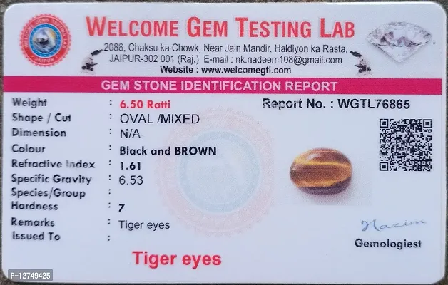 Aanya Gems Stone 5 Carat 5.50 Ratti Tiger Eye Gemstone from Srilanka Natural Earthmine Stone Certified by Lab for Men & Women-thumb3