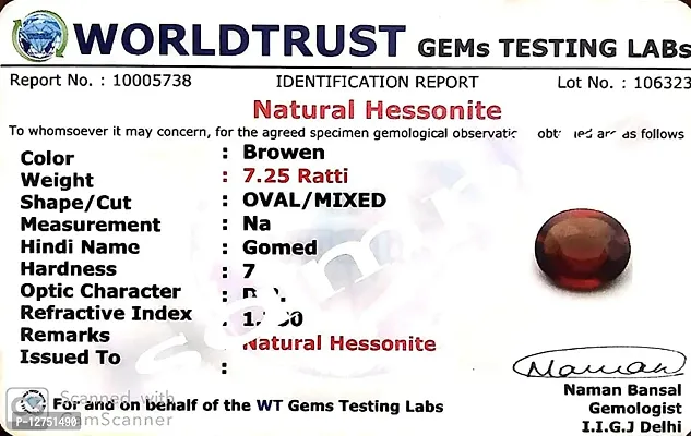 Aanya Gems 12.25 Rattit Certified (Gomed) Stone Hessonite Garnet Gemstone A1+ Quality Natural Gemstone (Free Stone Pendant)-thumb4