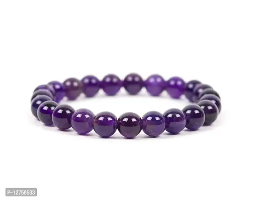 Aanya Gems Natural Beads Gemstone Bracelet for Unisex (Amethyst)-thumb0