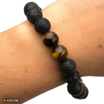 Aanya Gems Natural 8MM Tiger Eye With Lava Stone Beads Bracelets Gift for Friend-thumb3