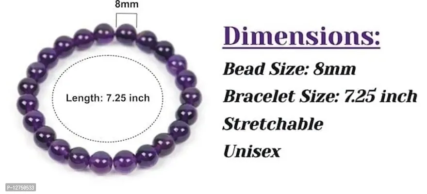 Aanya Gems Natural Beads Gemstone Bracelet for Unisex (Amethyst)-thumb2