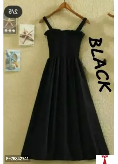 Beautiful Black Rayon Printed Dress For Women-thumb0