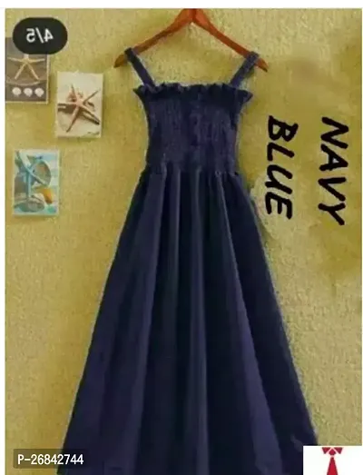 Beautiful Blue Rayon Printed Dress For Women-thumb0