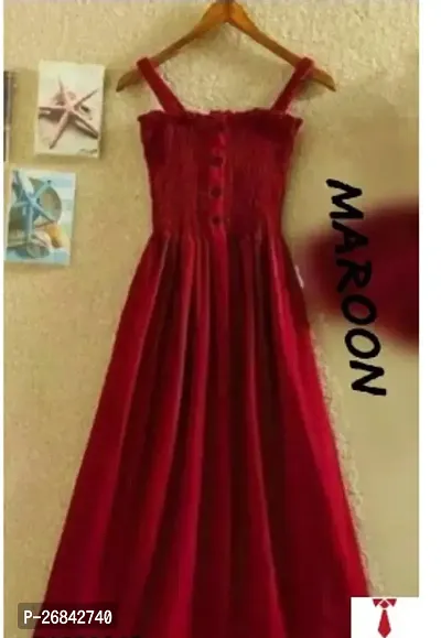 Beautiful Maroon Rayon Printed Dress For Women-thumb0