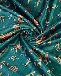 Beautiful Green Satin Printed Saree With Blouse Piece For Women-thumb3