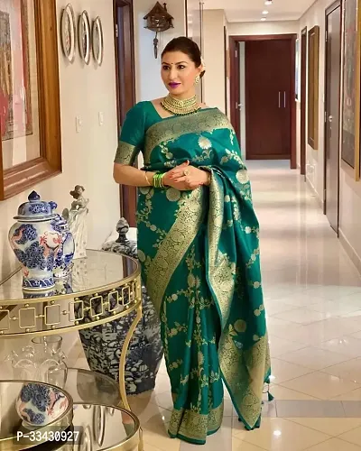 Stylish Green Art Silk Printed Saree With Blouse Piece For Women-thumb0