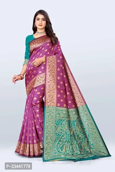 Stylish Purple Art Silk Jacquard Saree with Blouse piece For Women