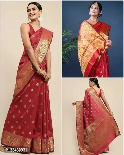 Stylish Red Art Silk Printed Saree With Blouse Piece For Women-thumb0