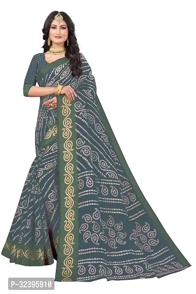 Stylish Grey Cotton Silk Self Pattern Saree with Blouse piece For Women-thumb0