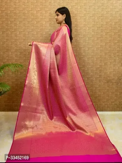 Stylish Pink Art Silk Printed Saree With Blouse Piece For Women-thumb0